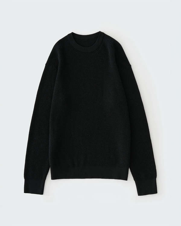 Studio Nicholson Portland Waffle Knit Sweater - Black
