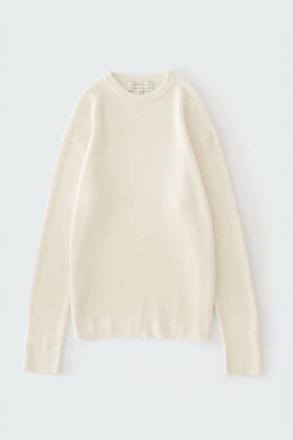 Studio Nicholson Portland Cashmere Waffle Knit Sweater - Parchment