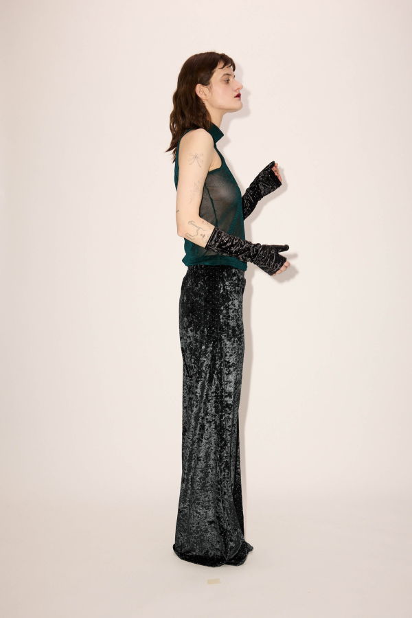 Simone Wild Stud Velvet Pocket Pants - Black