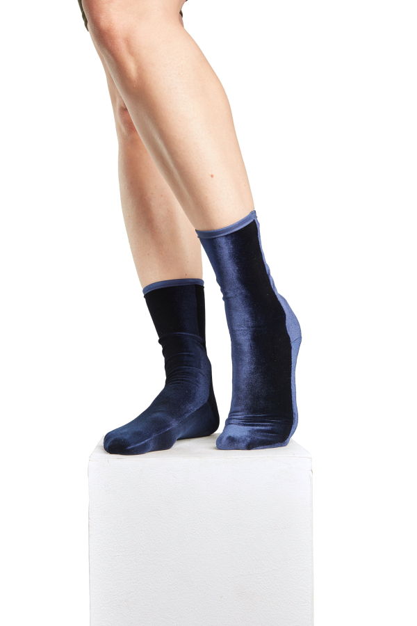 Simone Wild New Velvet Ankle Socks - Navy