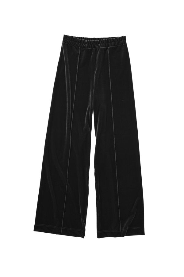 Simone Wild Velvet Top Stitched Pants - Black