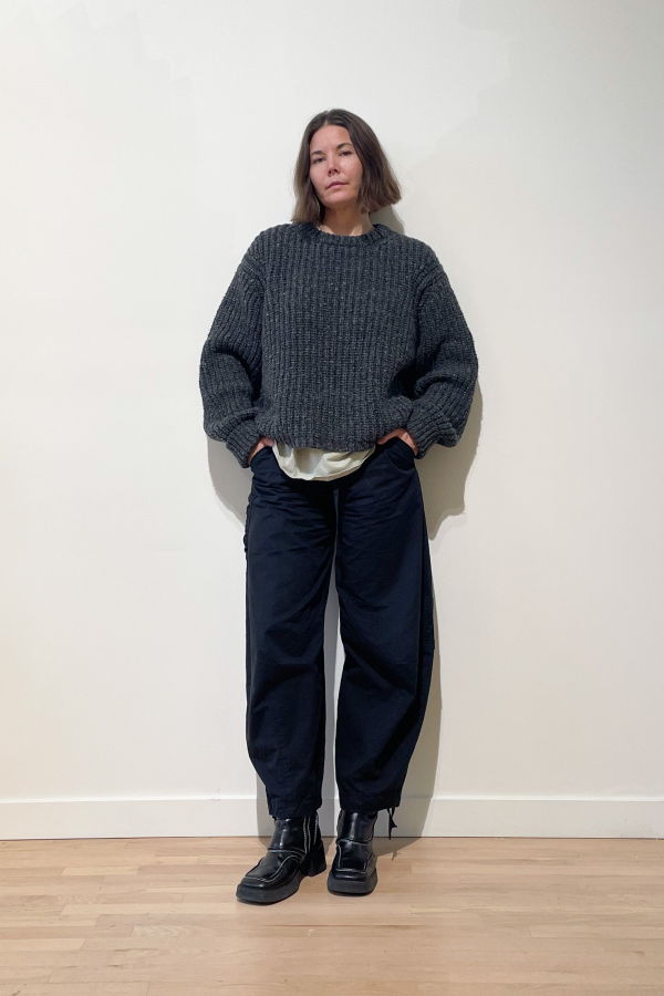 James Street Co. Chunky Lowe Pullover - Marled Charcoal