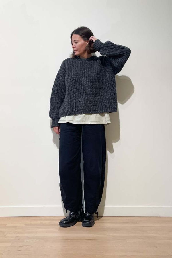 James Street Co. Chunky Lowe Pullover - Marled Charcoal