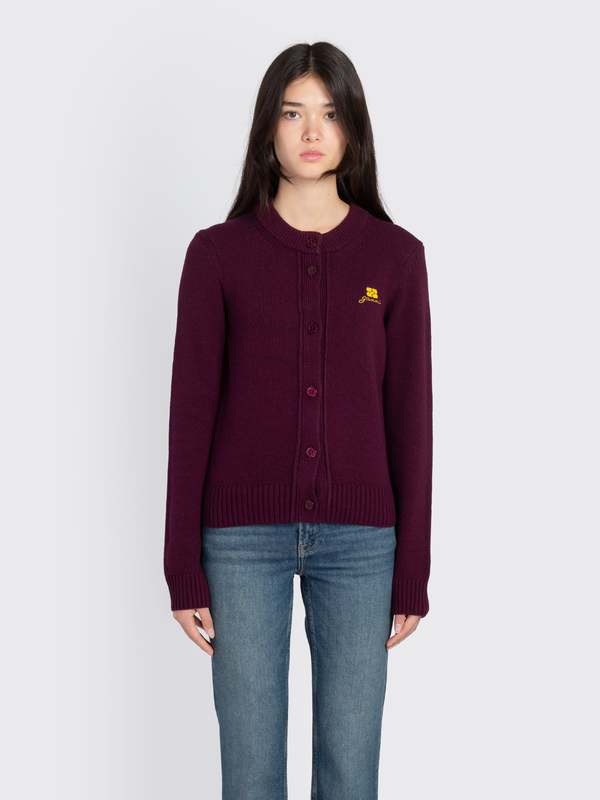 Ganni Core Future Wool Mix Cardigan - Burgundy
