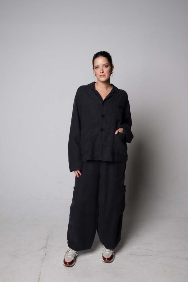 Meals f.d.a. Black Sesame Linen Forager Coat