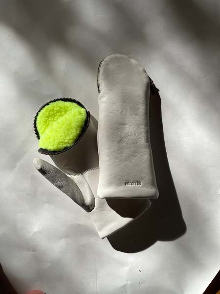 Raf Simons Mohair Logo Long Gloves - Red | Garmentory