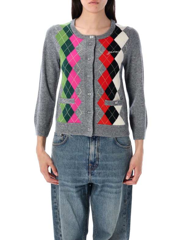 Ganni Check Cardigan - Paloma Melange