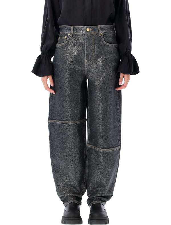 Ganni Shimmery Foil Stary Jeans - Washed Black