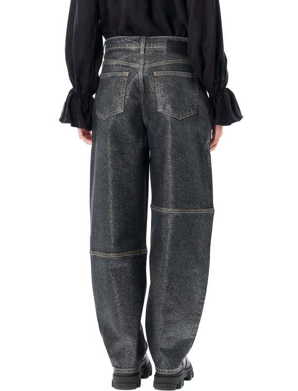 Ganni Shimmery Foil Stary Jeans - Washed Black