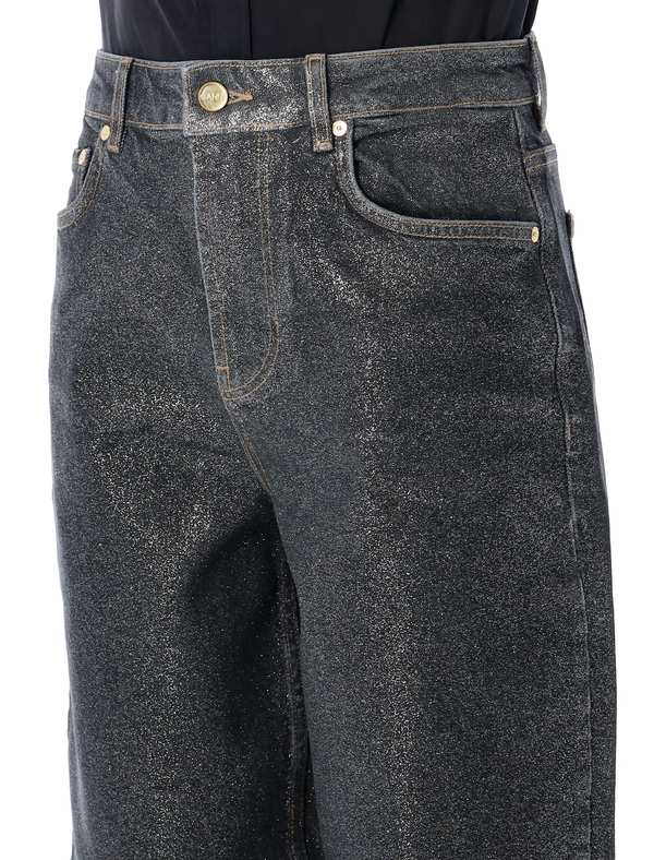 Ganni Shimmery Foil Stary Jeans - Washed Black