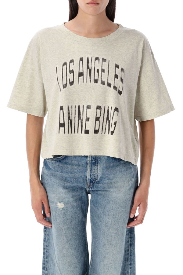 Anine Bing Johnny Cropped T-shirt - Gray