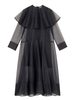 Ganni Long Dress With Hoop Collar - Black - Thumbnail 1