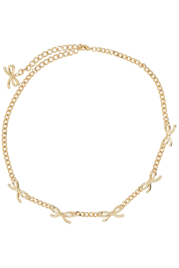 Self-Portrait Necklace With Bows And Crystals Necklace - Gold