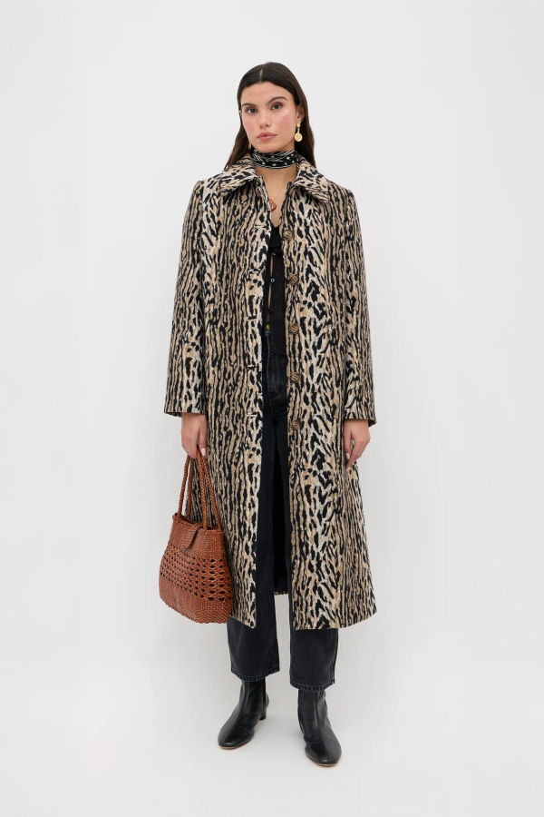 RIXO LONDON Milly Leopard Coat - Bohemia Leopard