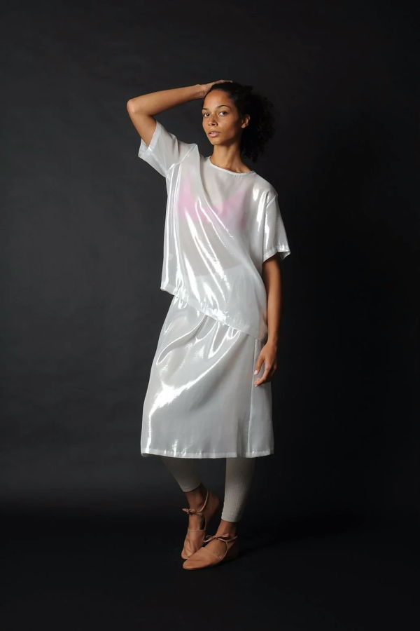 conifer Shimmer Skirt - White/Silver