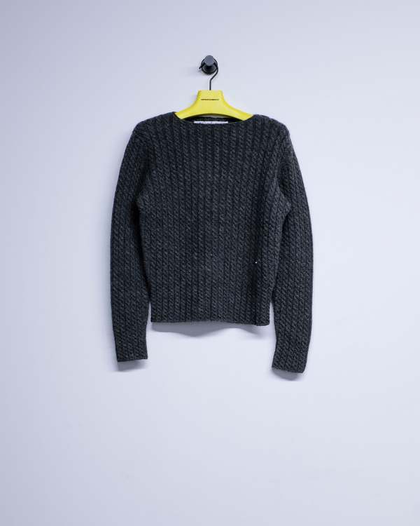 Cecile Tulkens Uniform Grey Wool 2x2 Cable Pullover Cecile Tulkens Uniform Grey Wool 2x2 Cable Pullover