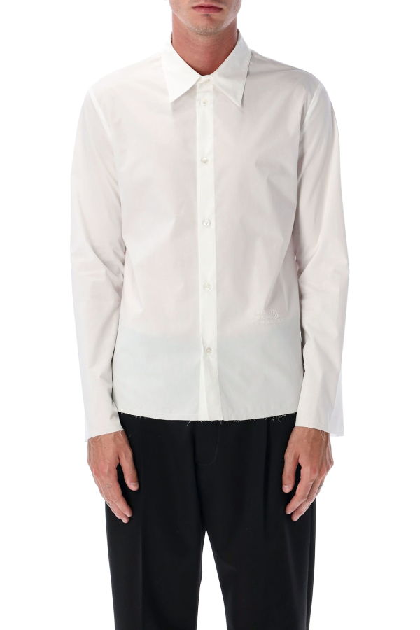 MM6 Maison Margiela White Cotton Shirt With Raw Hem Shirt - White