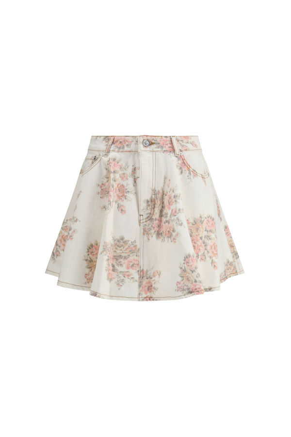 Ganni Denim Miniskirt - Floral Print