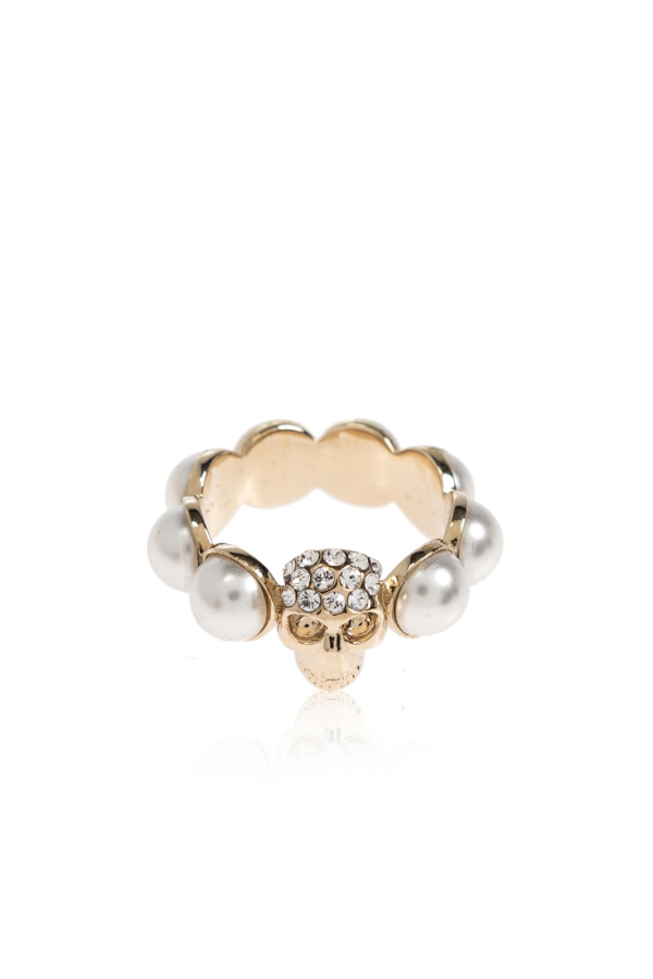 Alexander McQueen Ring With Shimmering Crystals - Gold