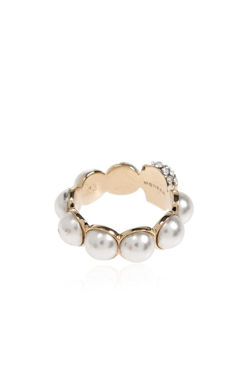 Alexander McQueen Ring With Shimmering Crystals - Gold