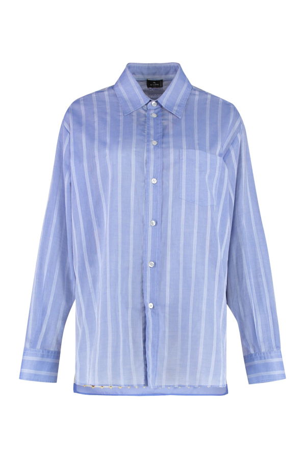 Etro Striped Cotton Shirt - Light Blue