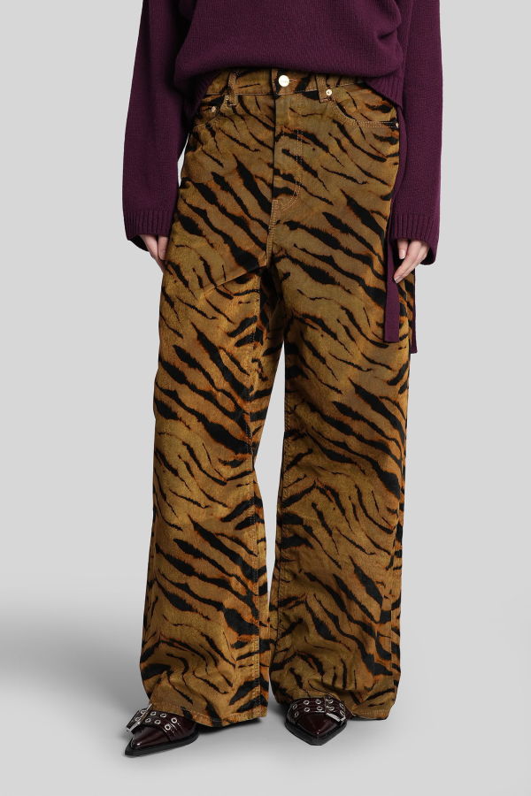 Ganni Jeans In Khaki Cotton - Khaki