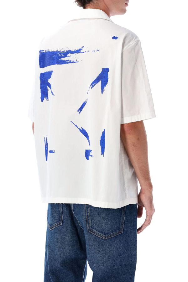 Off-White Brush Arrow Poplin Bowling Shirt With Embroidered Logo Shirt - White