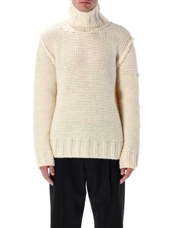 MM6 Maison Margiela Chunky Wool Turtleneck Jumper - Off White