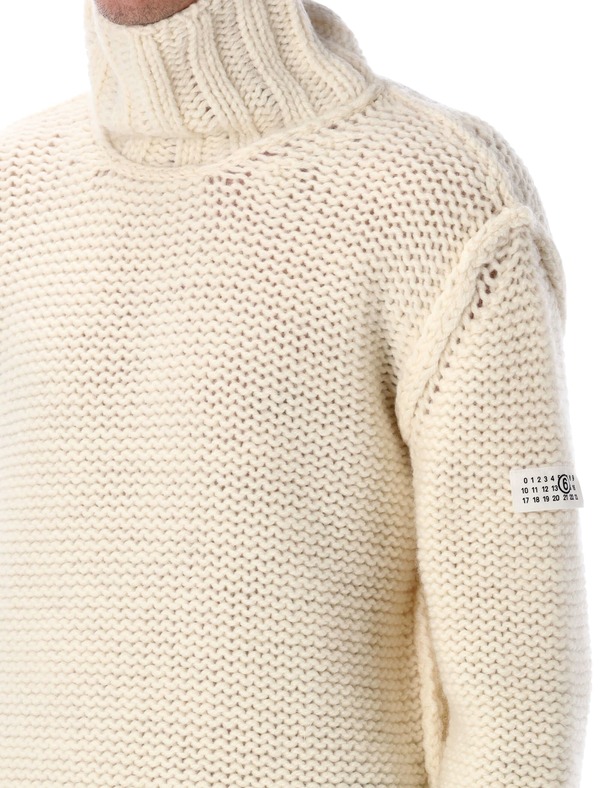MM6 Maison Margiela Chunky Wool Turtleneck Jumper - Off White