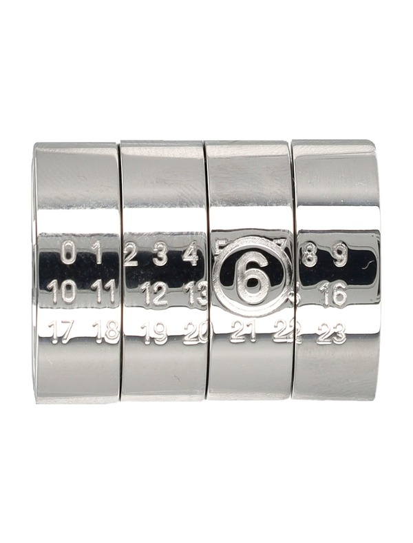 MM6 Maison Margiela Stacked Numeric Metal Ring - Silver
