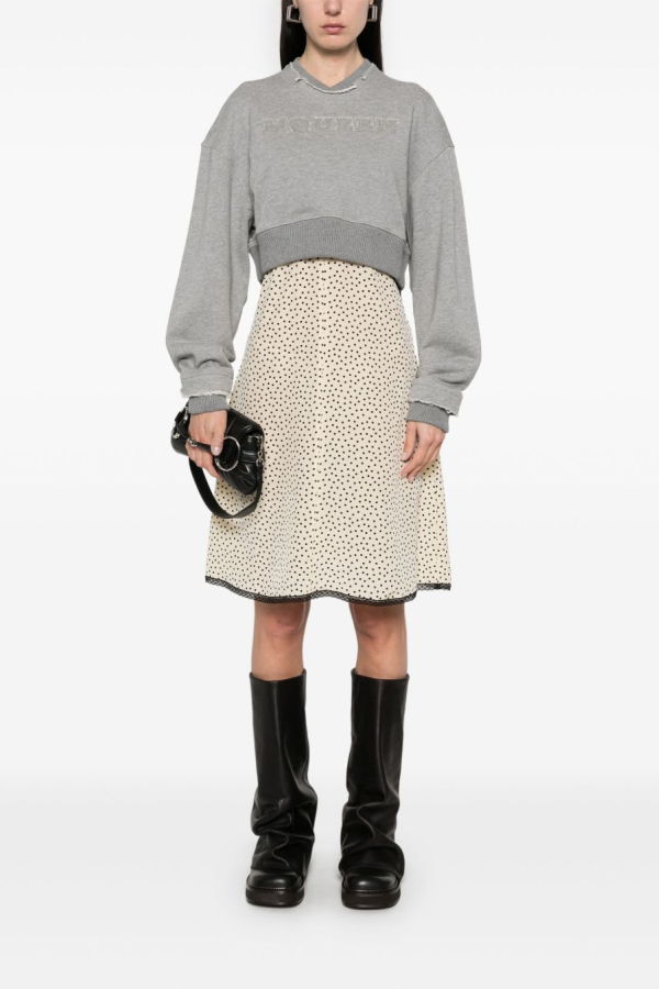 Alexander McQueen Logo Cotton Cropped Sweatshirt - Gray