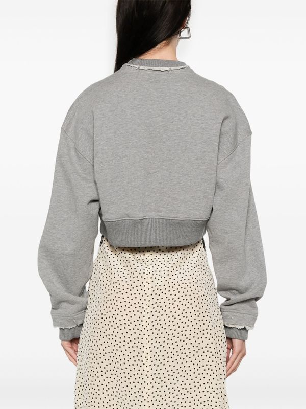Alexander McQueen Logo Cotton Cropped Sweatshirt - Gray