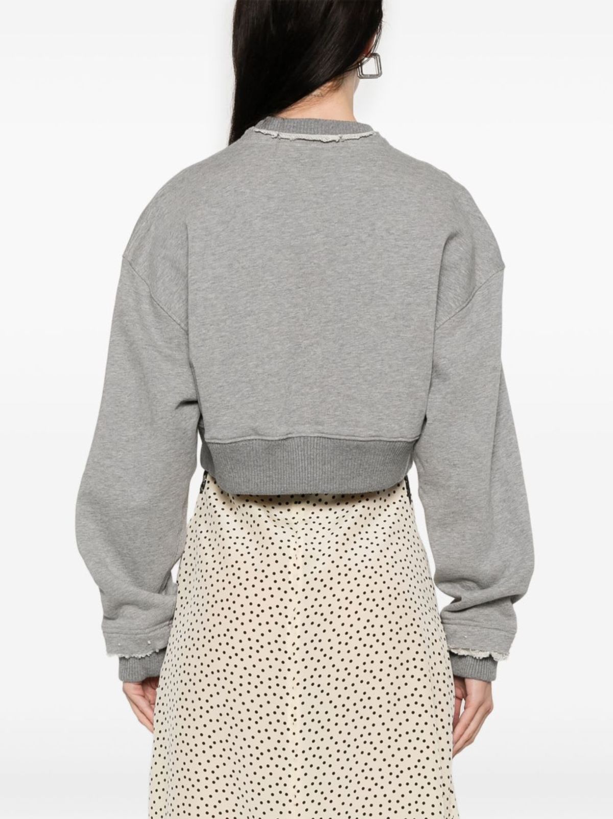 Alexander McQueen Logo Cotton Cropped Sweatshirt - Gray - Image 5 of 5