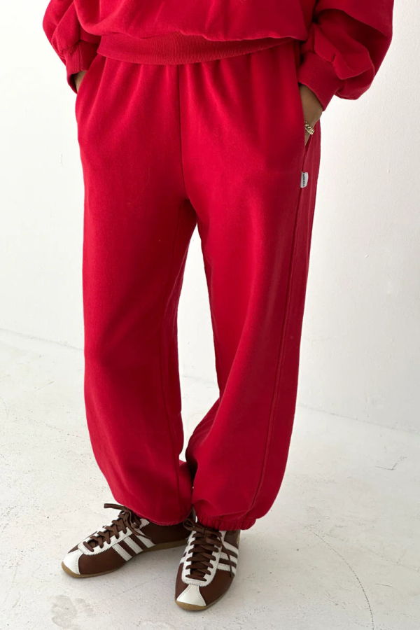 Le Bon Shoppe French Terry Balloon Pant - Red Tulip