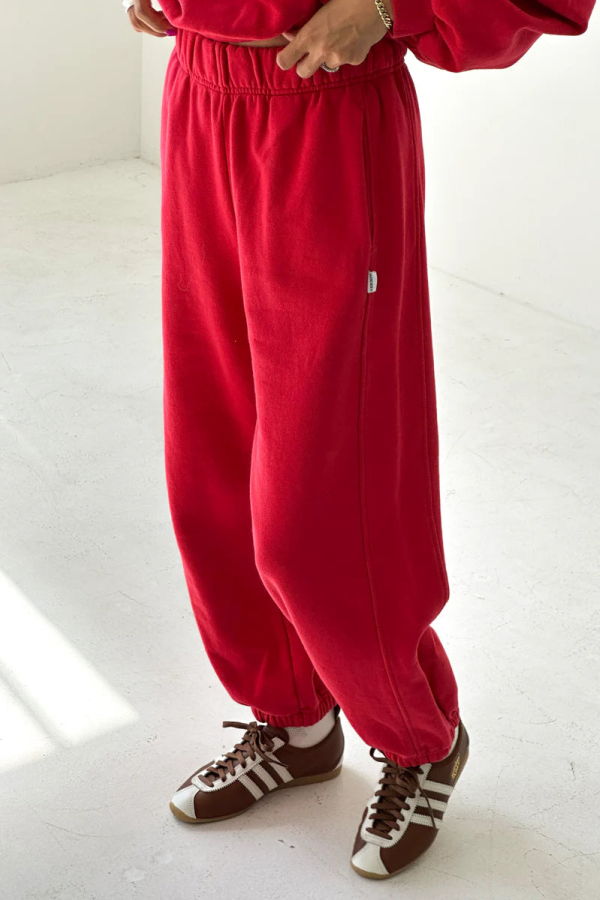 Le Bon Shoppe French Terry Balloon Pant - Red Tulip