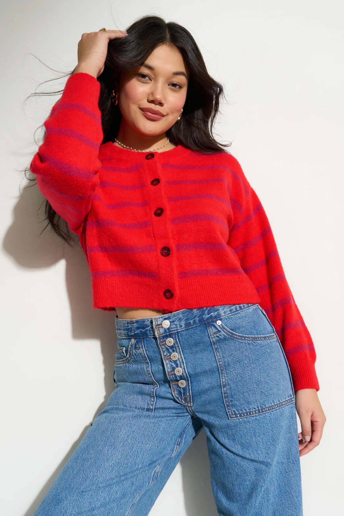 Callahan Fiona Cardigan - Red - Image 10 of 14