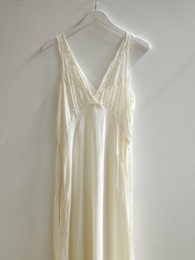 Hey Jude Vintage Ivory Antique Silk Maxi Dress