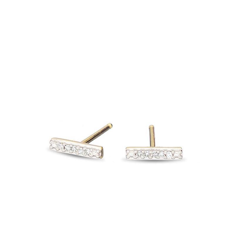 ADINA REYTER SUPER TINY PAVE BAR POST - Gold