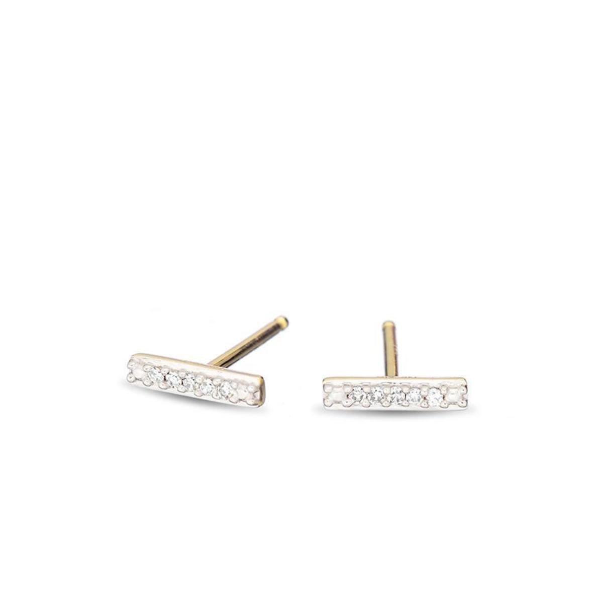 ADINA REYTER SUPER TINY PAVE BAR POST - Gold - Image 3 of 4