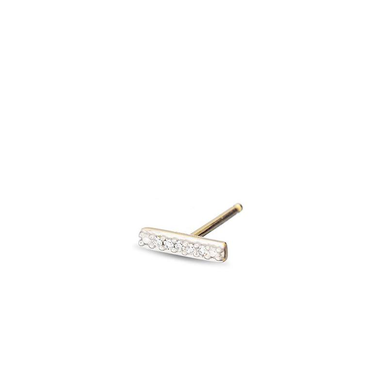 ADINA REYTER SUPER TINY PAVE BAR POST - Gold