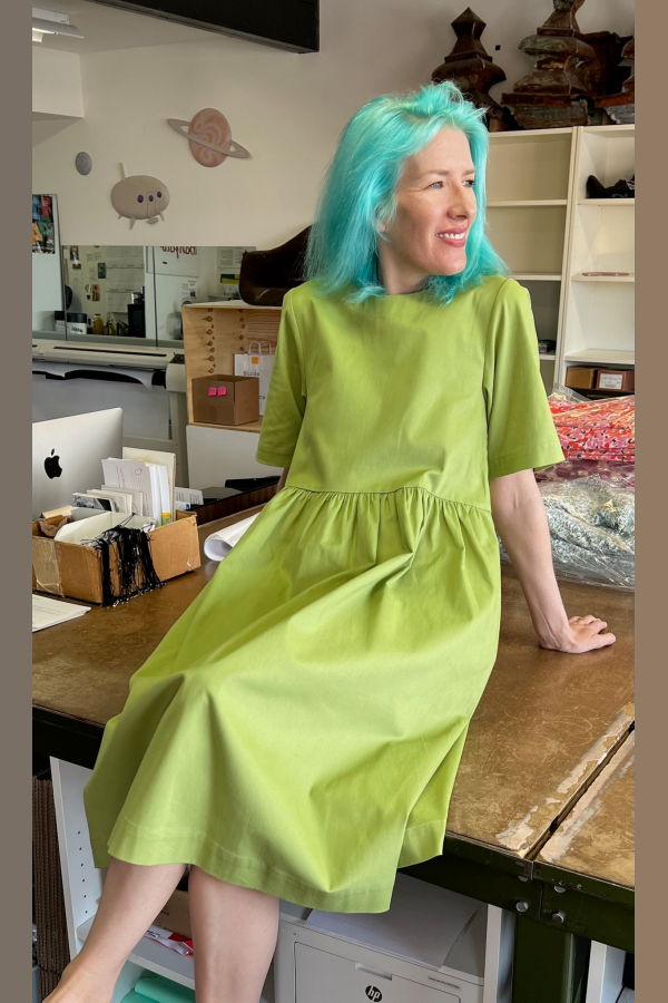 Birds of North America Tiger Shrike Dress - Avocado