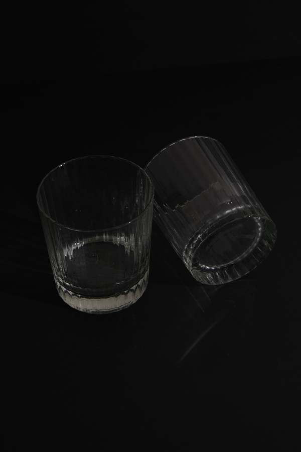 Vintage Clear Pressed Glass Ribbed Tumblers 