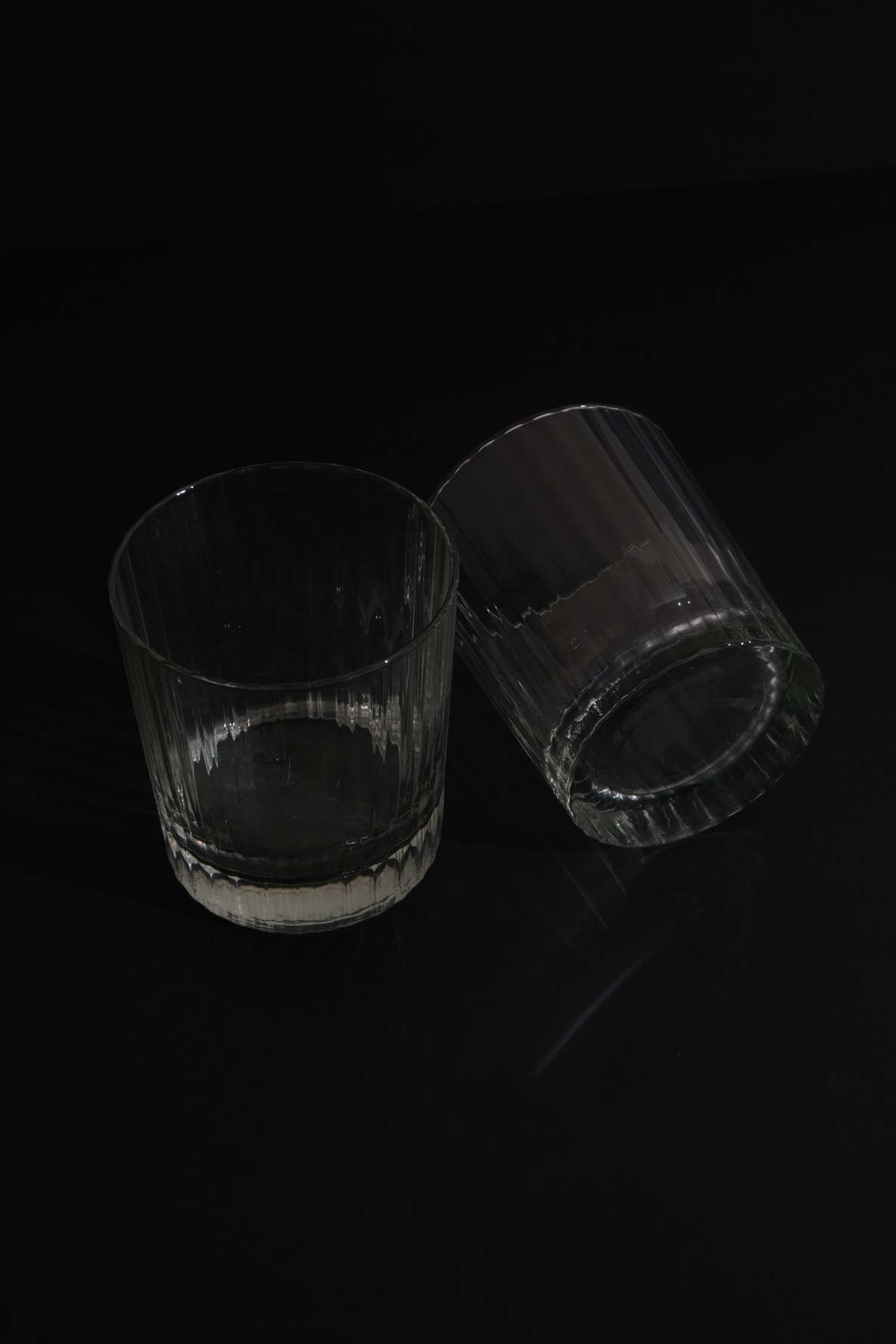 Vintage Clear Pressed Glass Ribbed Tumblers  - Image 1 of 2