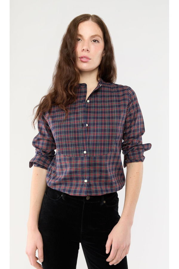 MASHBURN Hattie Shirt - Navy/Red Stewart Tartan Poplin