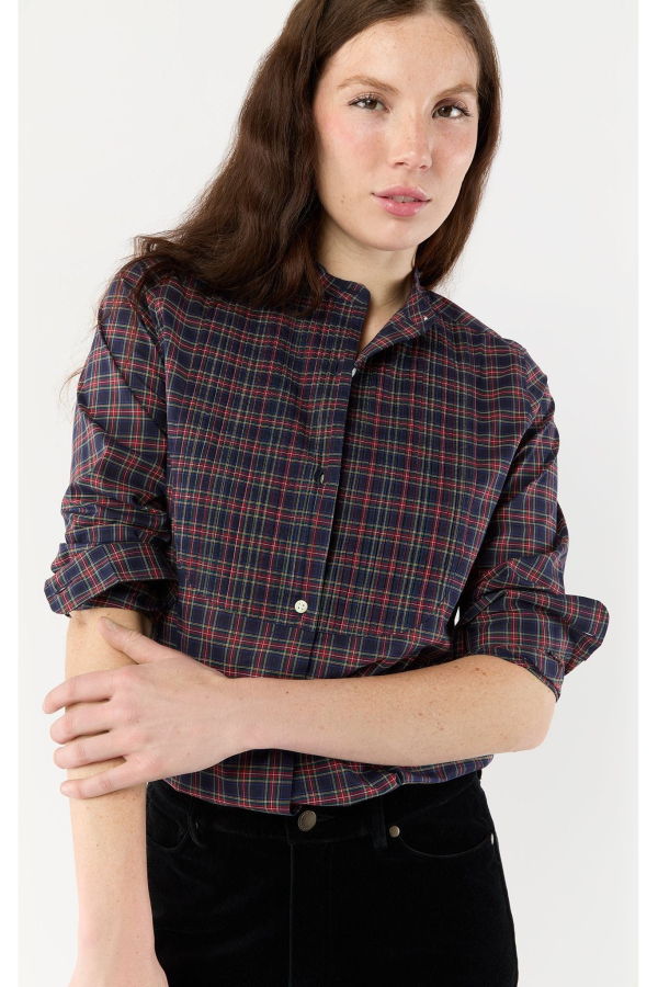 MASHBURN Hattie Shirt - Navy/Red Stewart Tartan Poplin