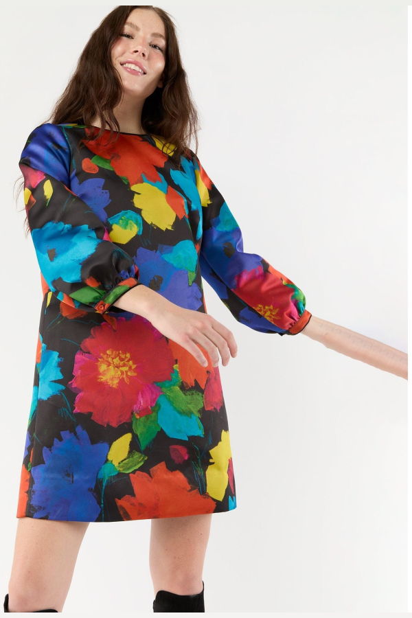 MASHBURN Lulu Dress - Black/Multi Floral Mikado