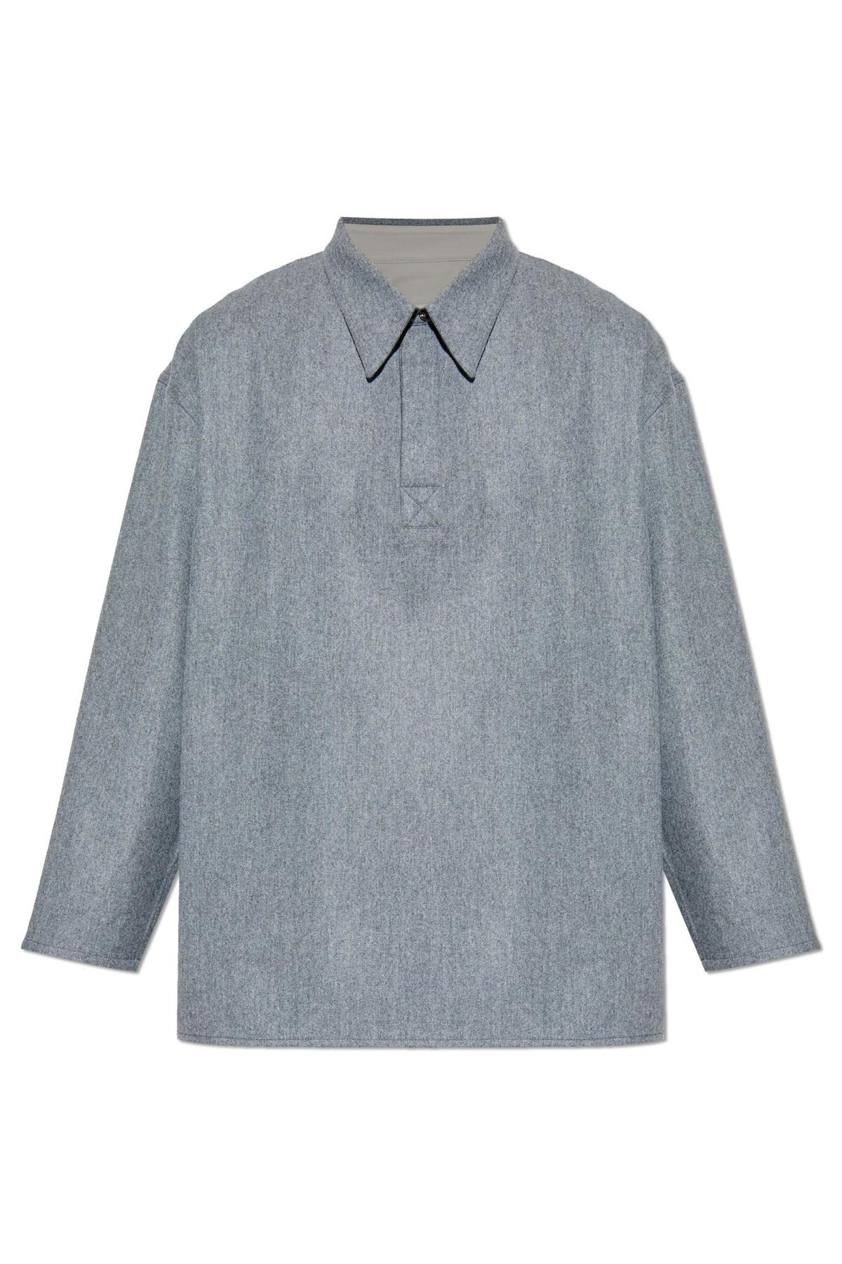 Ami Alexandre Mattiussi Wool Polo Polo Shirt - Gray - Image 1 of 5