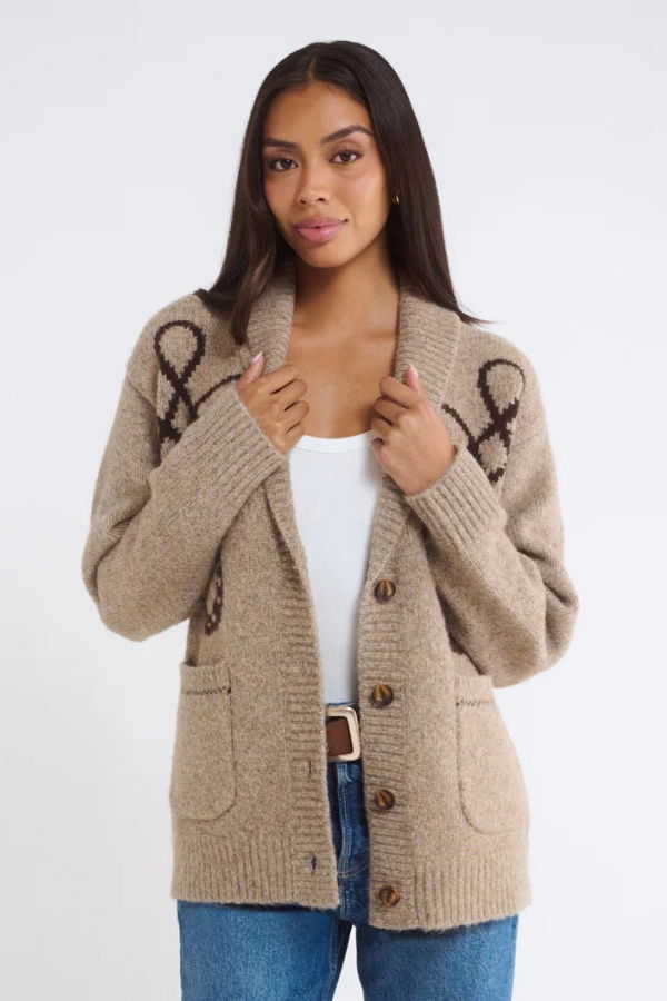 RUMORED Wild Horses Cardigan - Mocha Heather