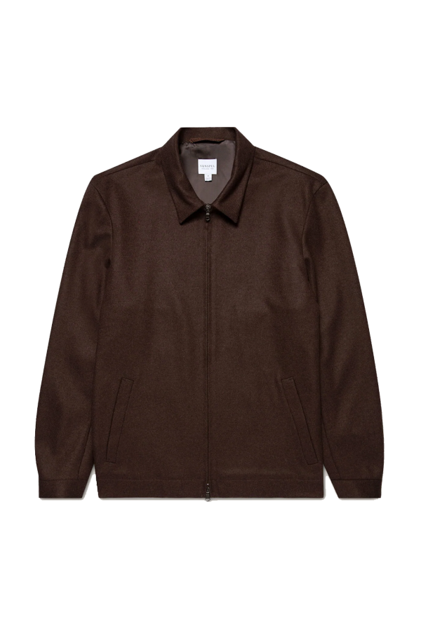 Sunspel Boiled Wool Harrington Zip Jacket