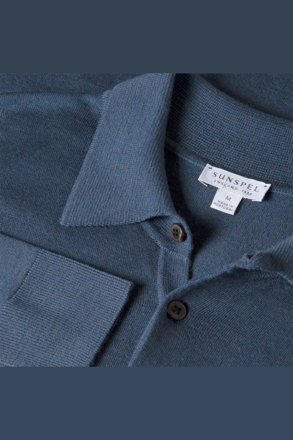 Sunspel Merino LS Polo Shirt